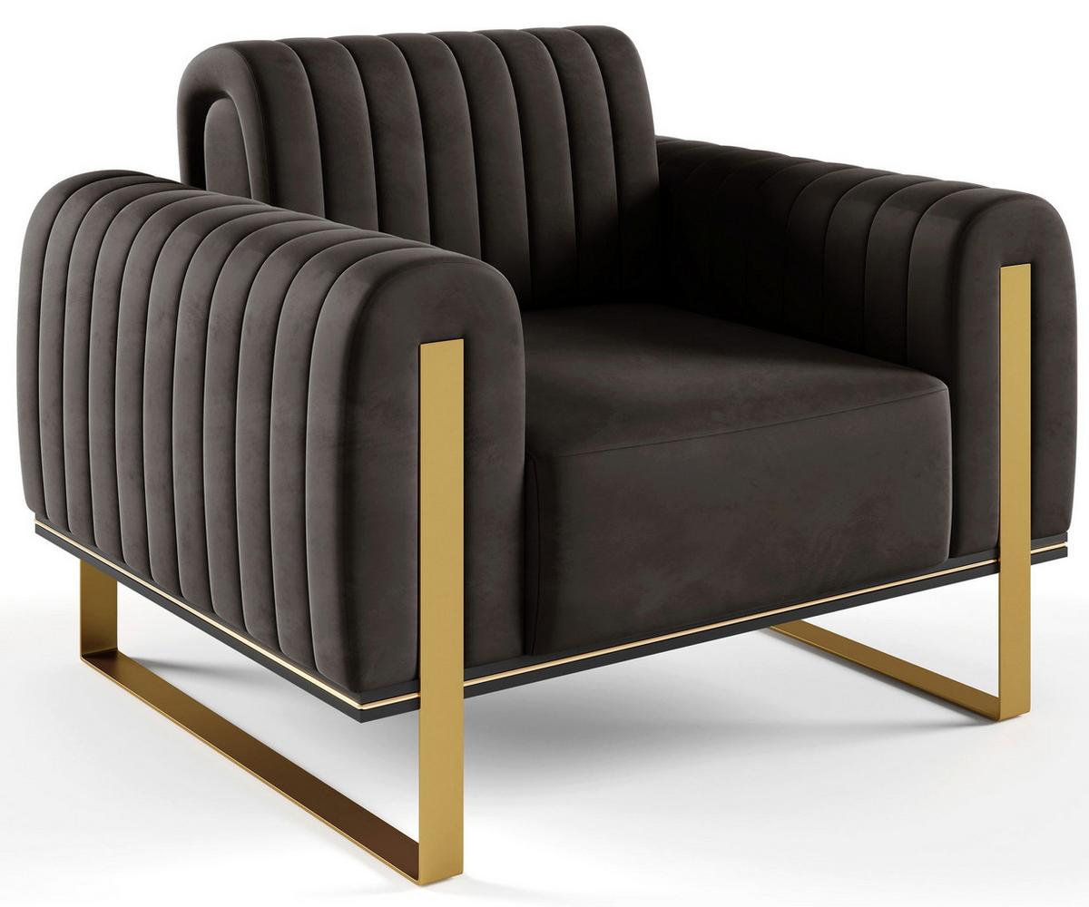 SESSEL Parissa 106 cm - Goldfarben/Schwarz, Holz/Metall (106/79/92cm) - Selsey