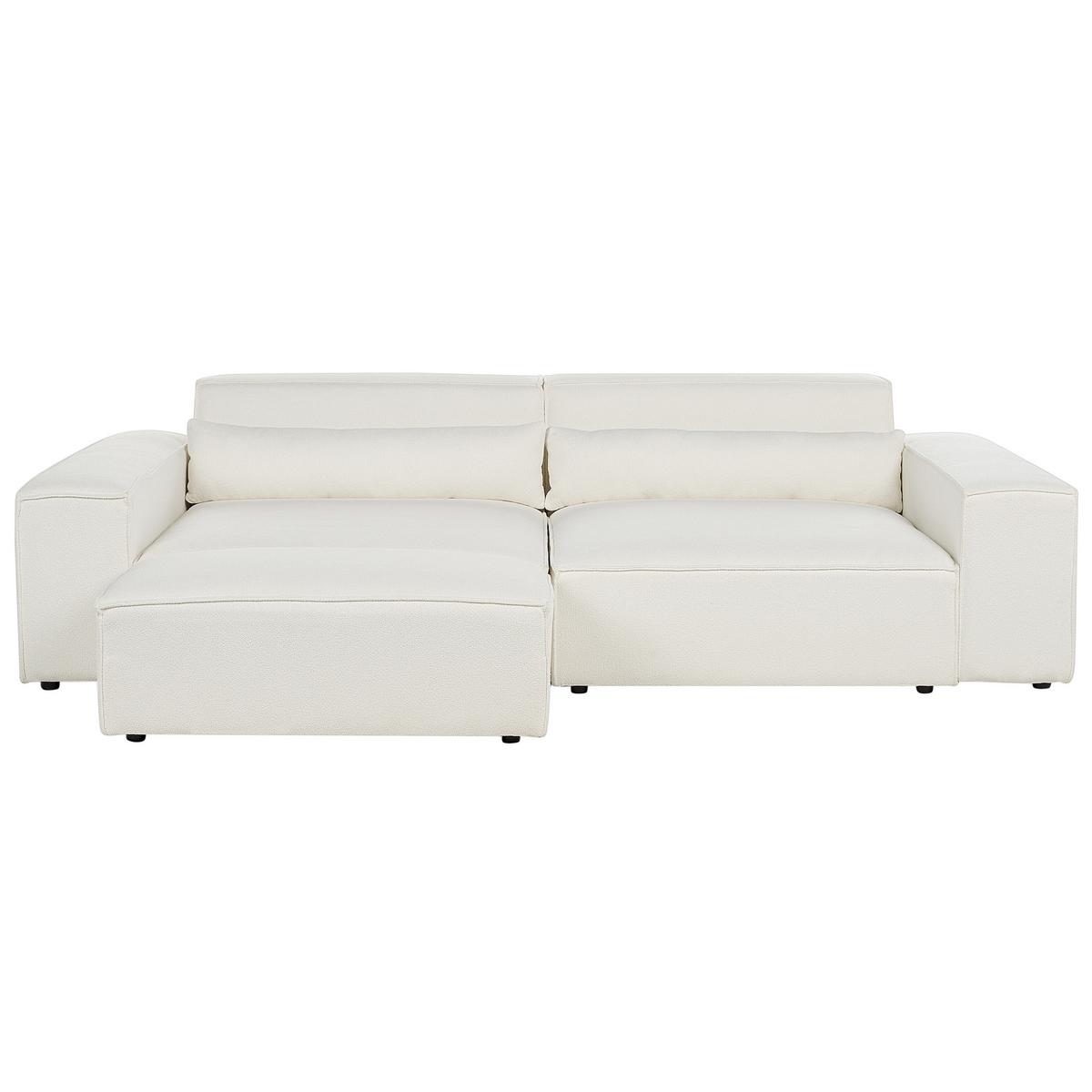 2-SITZER-SOFA Bouclé cremeweiß mit Ottomane Hellnar - Weiß, Textil (262/70/126cm) - Beliani