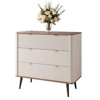 KOMMODE NAVANI 90 cm, 3 Schublade(n) Kaschmir / Nussbaum - Nussbaumfarben/Schwarz, Holzwerkstoff/Metall (90/82/40cm) - Idohome