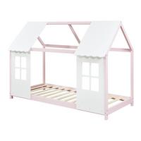 HAUSBETT Tostedt - Hellrosa/Weiß, Holz (90/200cm) - [en.casa]