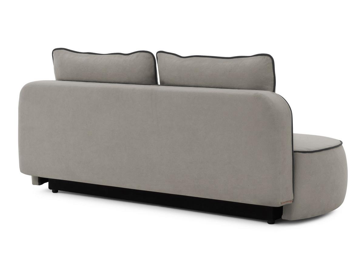 SCHLAFSOFA Vero im modernen und abgerundeten Design mit Bettkasten aus Grau Plüschstoff mit schwarzer Paspel - Schwarz/Grau, Holz/Kunststoff (210/90/98cm) - S-Style Möbel