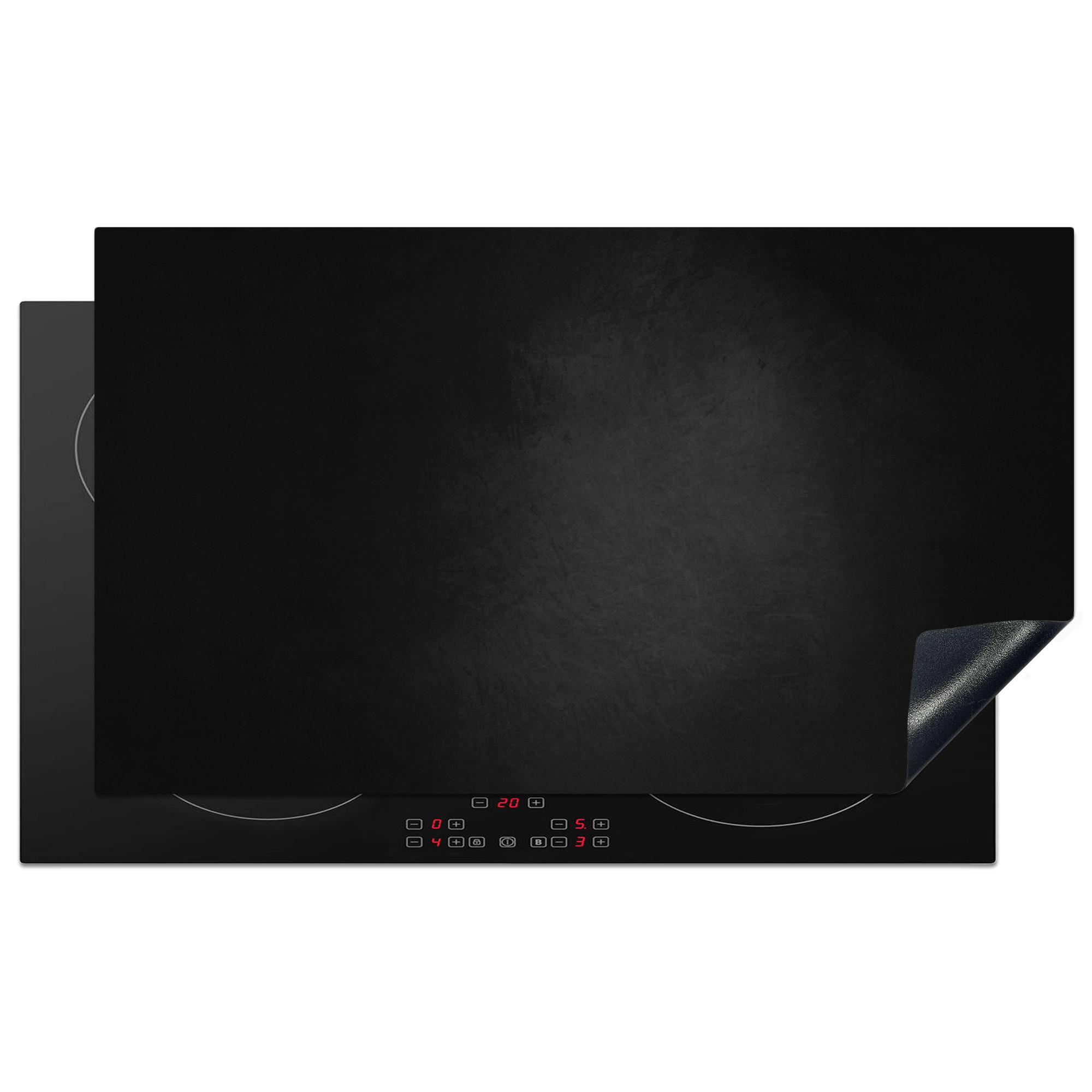 HERDABDECKPLATTE Beton - Schwarz - Grau - Strukturiert - Industriell Induktionsschutz 91.2x52 cm - Graphitfarben, Kunststoff (91.2/52/0.2cm) - MuchoWow