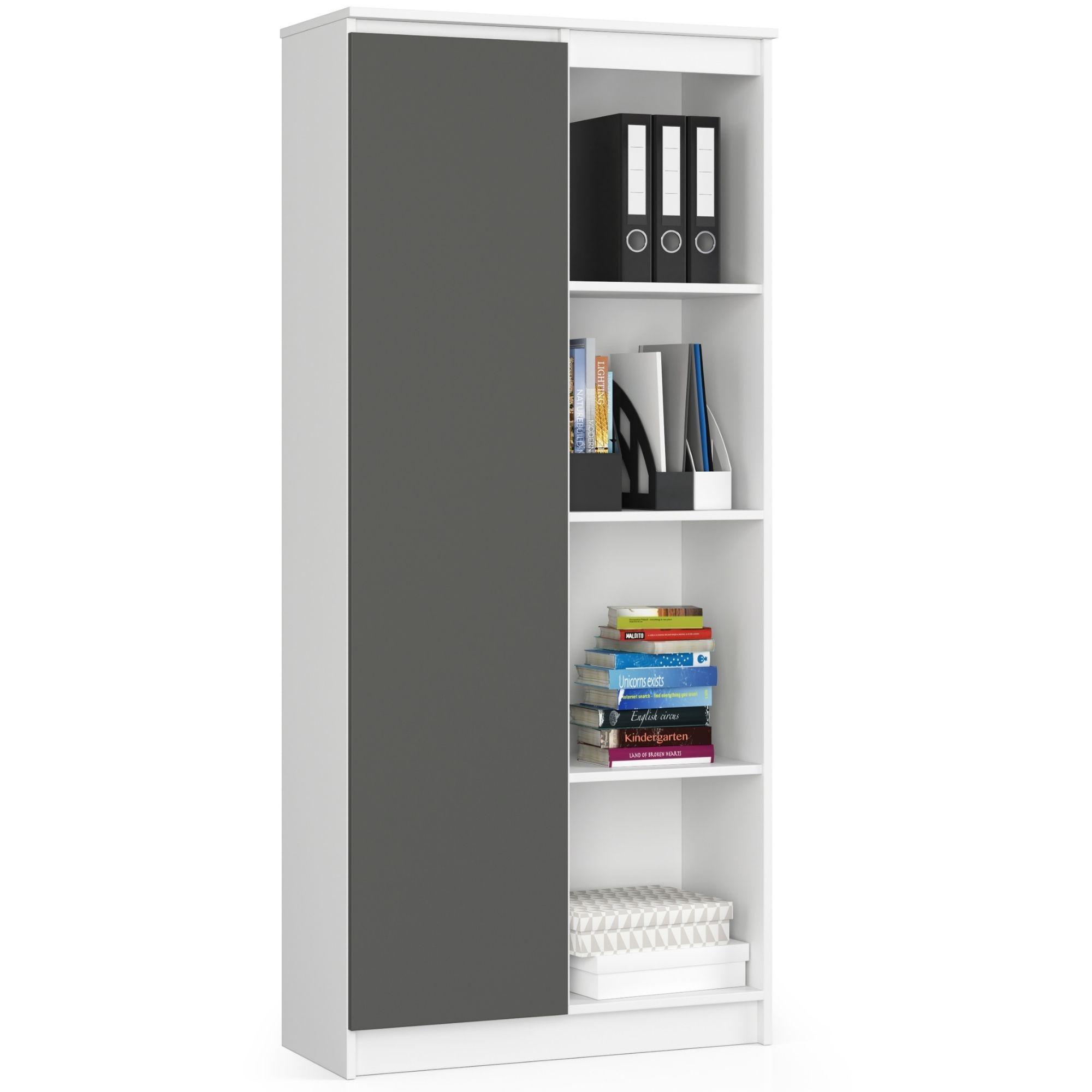 STANDREGAL Weiß, Graphit Grau 180/80/35 - Weiß, Holzwerkstoff (80/180/35cm) - RAUMHIRSCH FURNITURE