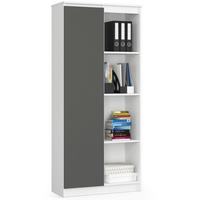 STANDREGAL Weiß, Graphit Grau 180/80/35 - Weiß, Holzwerkstoff (80/180/35cm) - RAUMHIRSCH FURNITURE