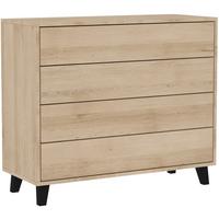 KOMMODE Home mit 4 Schubladen, 80 cm, ohne Griffe, eiche Artisan - Schwarz/Eiche Artisan, Holzwerkstoff (80/85/40cm) - Beautysofa