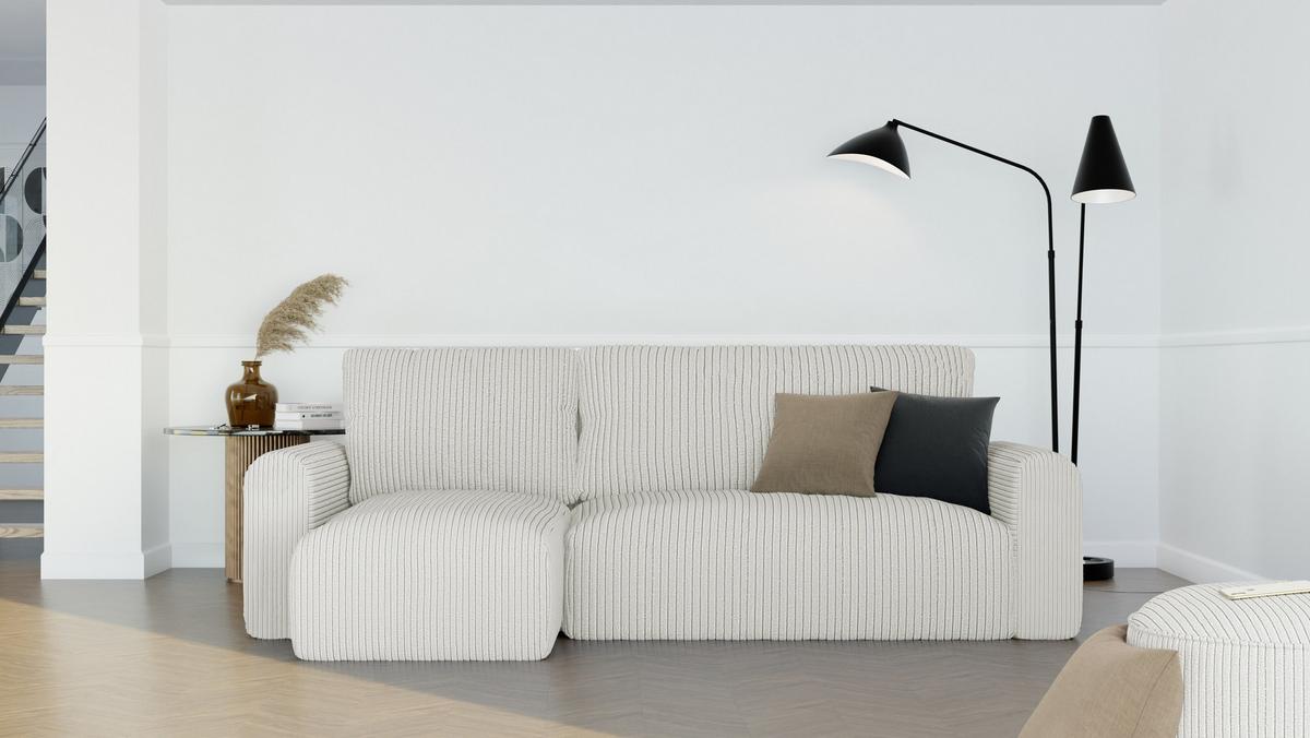 ECKSOFA mit Schlaffunktion und Bettkasten, Beige - Beige, Holzwerkstoff/Textil (244/98cm) - Idohome