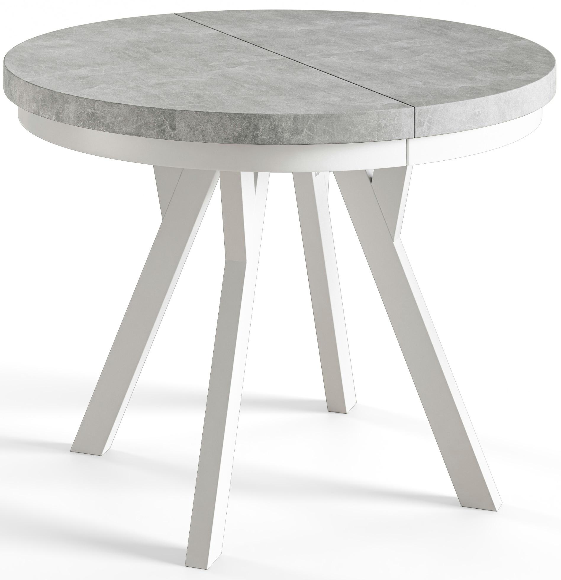 ESSZIMMERTISCH EVO, ausziehbarer Tisch 120 cm bis 220 cm, Farbe: Graphit, mit Holzbeinen in Farbe Weiß - Weiß/Grau, Holzwerkstoff (120/120/77cm) - Alpi-Möbel