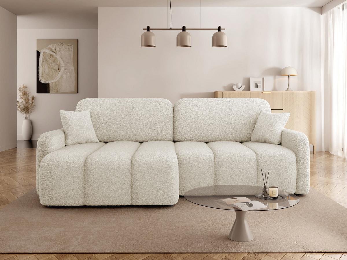 ECKSOFA Carlos Boucle - Creme/Schwarz, Holz/Kunststoff (236/160cm) - MIRJAN24