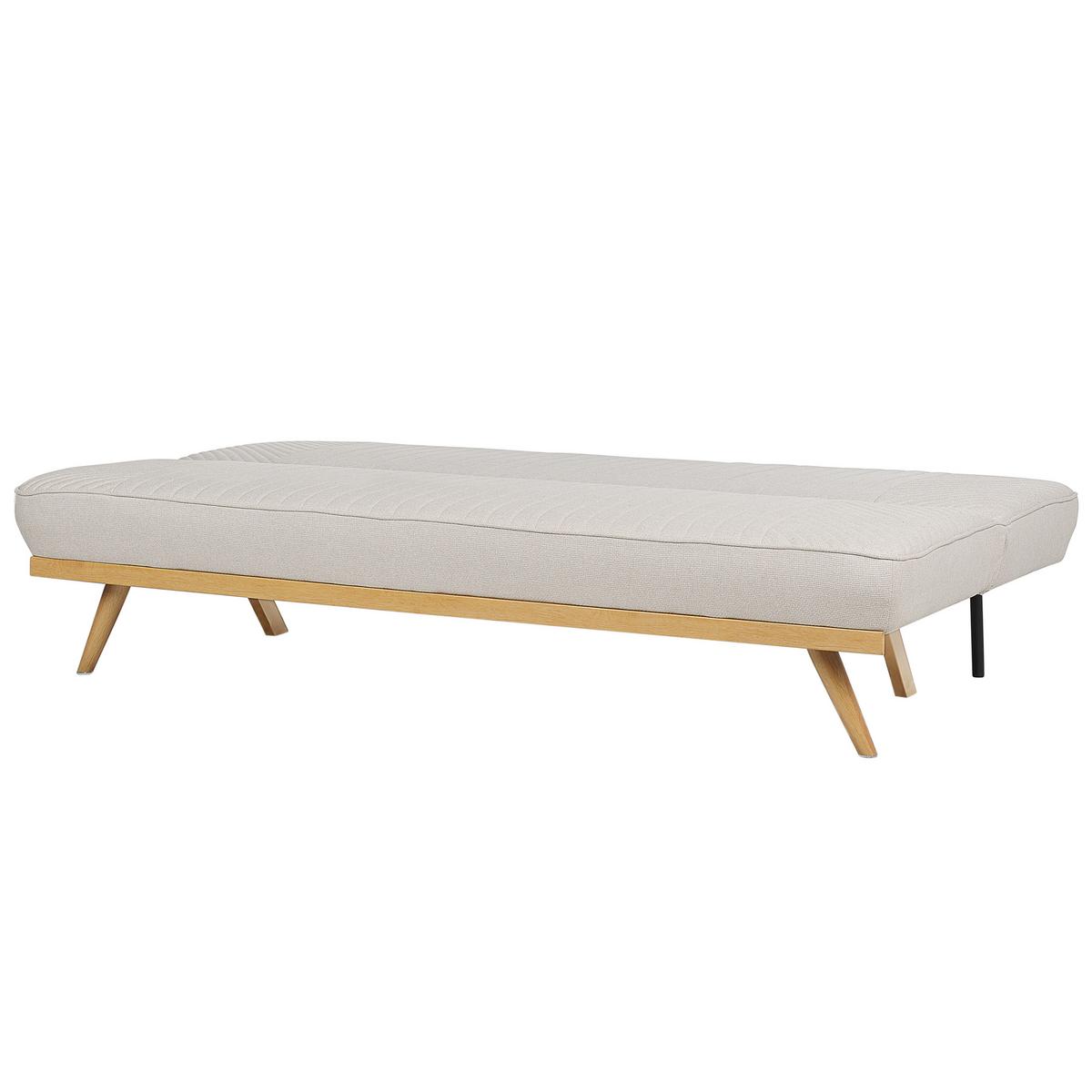 2-SITZER-SCHLAFSOFA beige/hellbraun Kalfafell - Hellbraun/Beige, Textil (192/91/73cm) - Beliani