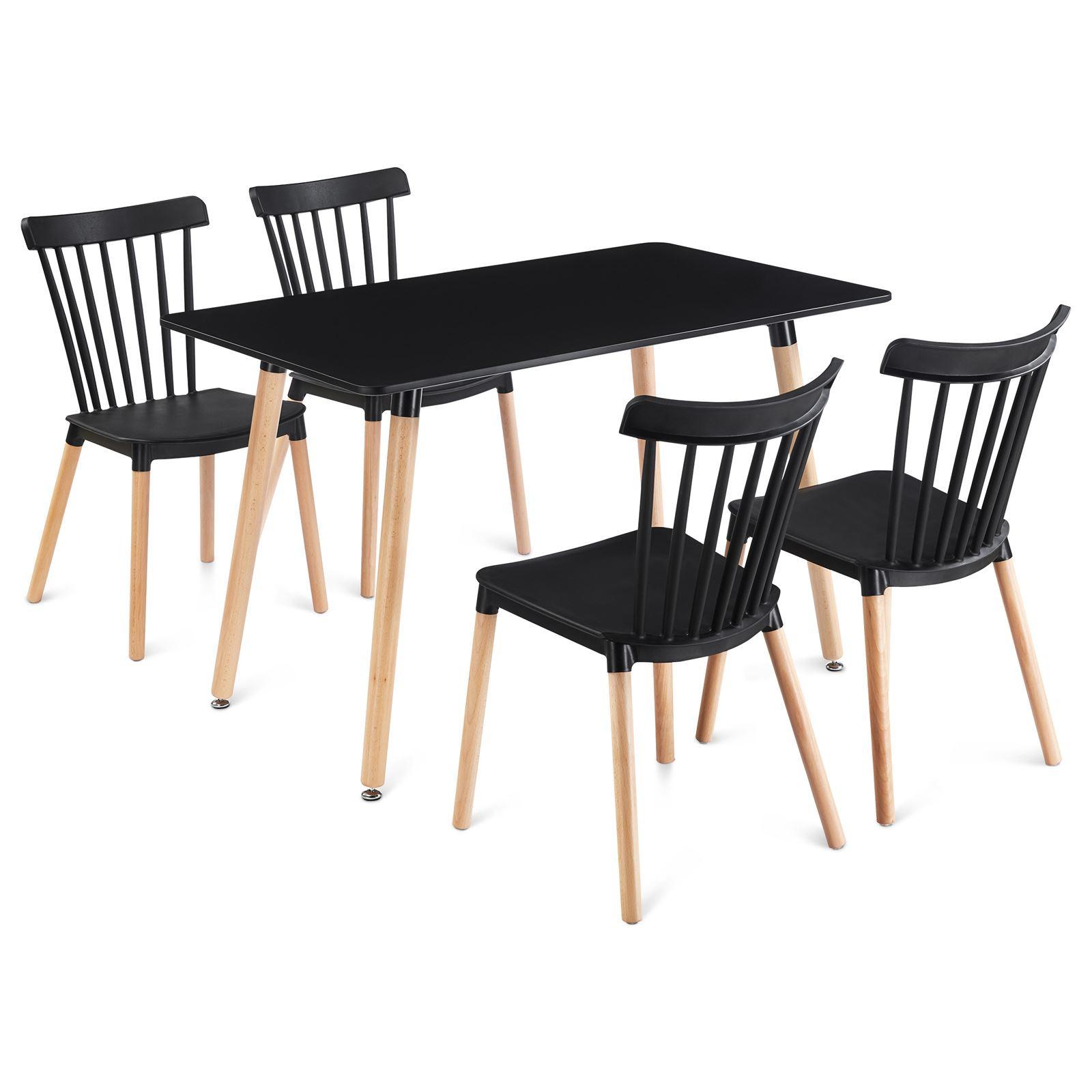 ESSGRUPPE SHANNON RAVI 5er Set schwarz - Schwarz, Holz/Holzwerkstoff - IDIMEX