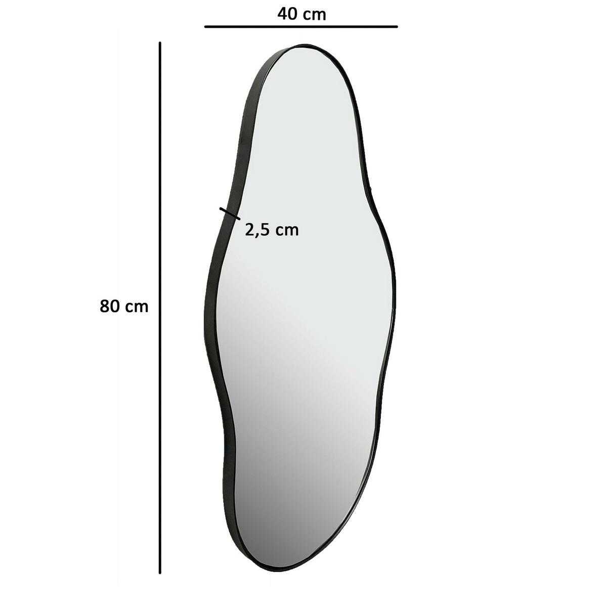 WANDSPIEGEL Asymmetrisch Metall Schwarz 40x80 cm Moderner Rahmen - Schwarz, Glas (40/80/3cm) - KADIMA DESIGN