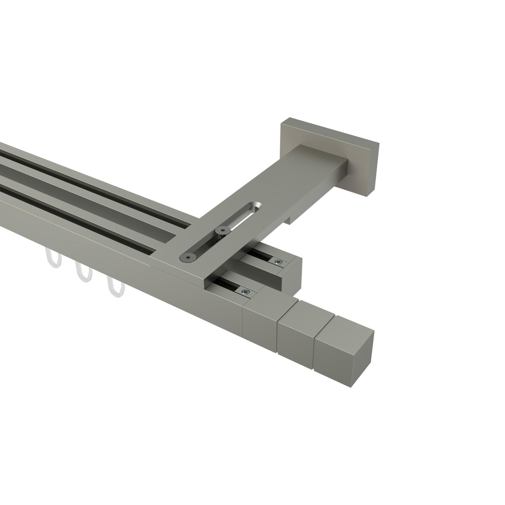 GARDINENSTANGE INNENLAUF Quadline (Multi) Cubes 200 cm, 2-läufig, 20x20 mm Satin-Silber - Silberfarben, Metall (200cm) - INTERDECO