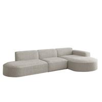 ECKSOFA Ottomane Palma Ascot Bukla - Perlmutt, Holzwerkstoff/Textil (296/165cm) - Fun Möbel