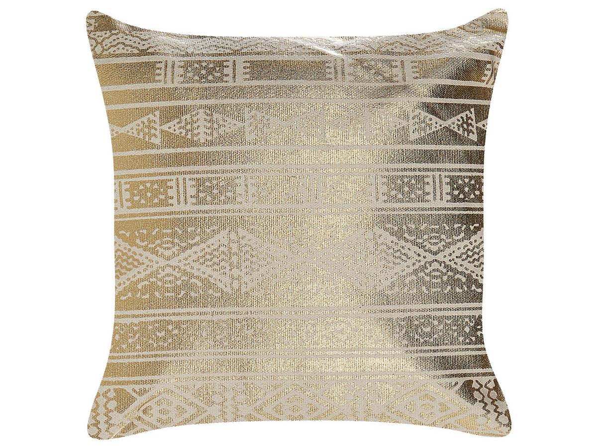 DEKOKISSEN 2er-Set Gold 50/50 cm Oujda - Goldfarben, Naturmaterialien/Textil (50/50cm) - Beliani