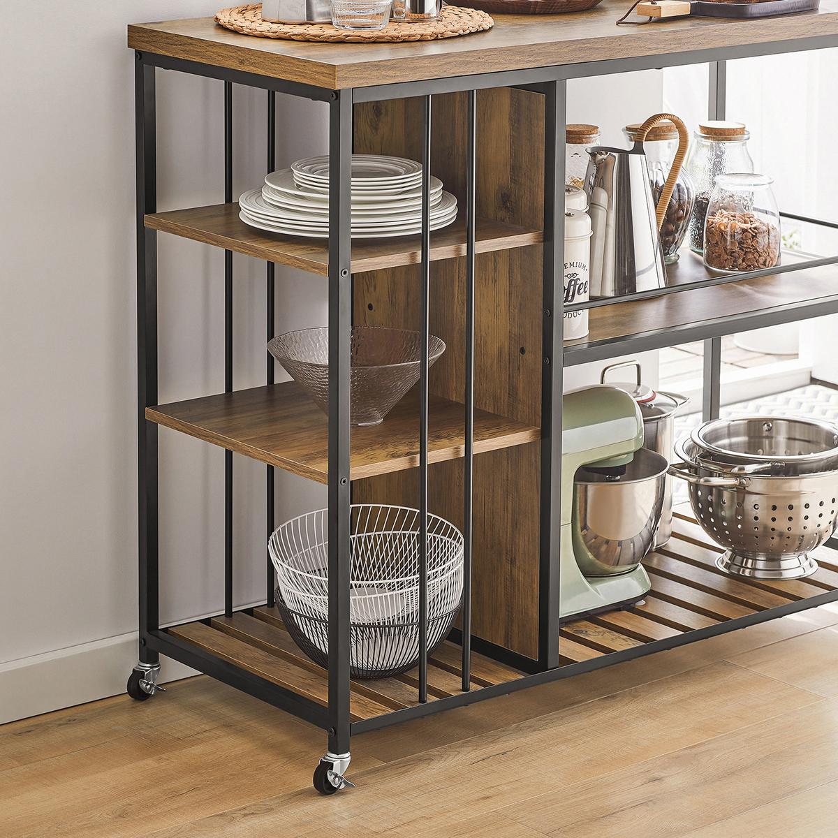 SERVIERWAGEN Vintage - Schwarz/Braun, Holzwerkstoff/Metall (110/92/45cm) - SoBuy