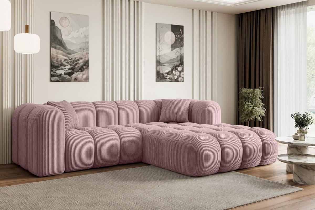 ECKSOFA Ottomane Rechts OLEA-L1 - 231x173x74 cm Rosa - Schwarz/Rosa, Holzwerkstoff/Kunststoff (231/173cm) - ALTDECOR