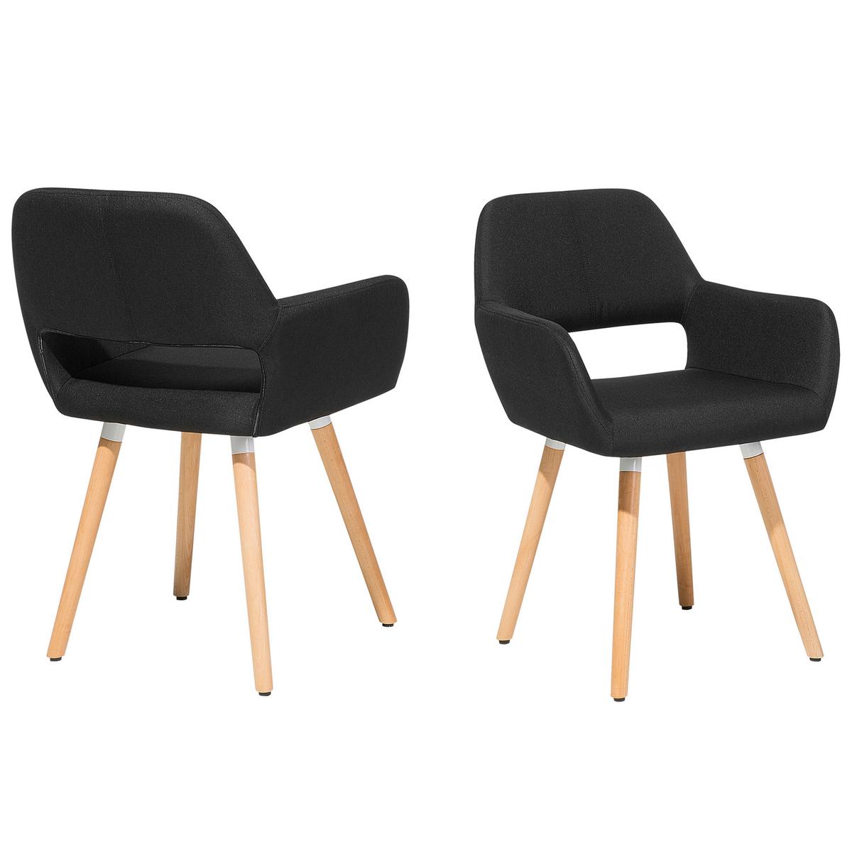 ESSZIMMERSTUHL 2er-Set Polsterbezug Schwarz Chicago - Schwarz, Holz/Textil (56/81/56cm) - Beliani
