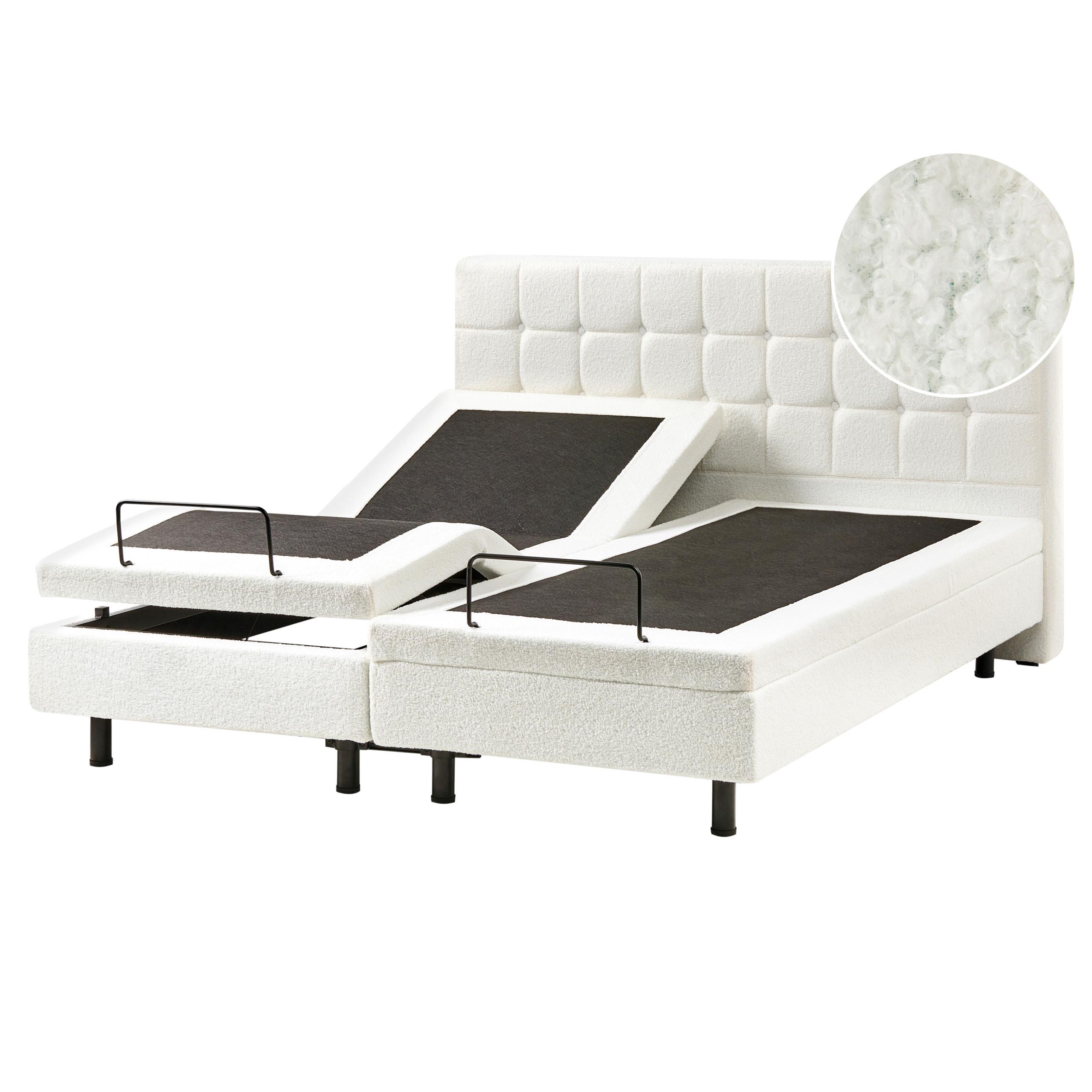 BETT verstellbar 160/200 cm Bouclé Cremeweiß Duke - Creme, Textil (160/200cm) - Beliani