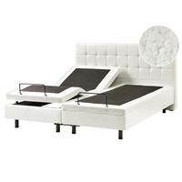 BETT verstellbar 160/200 cm Bouclé Cremeweiß Duke - Creme, Textil (160/200cm) - Beliani