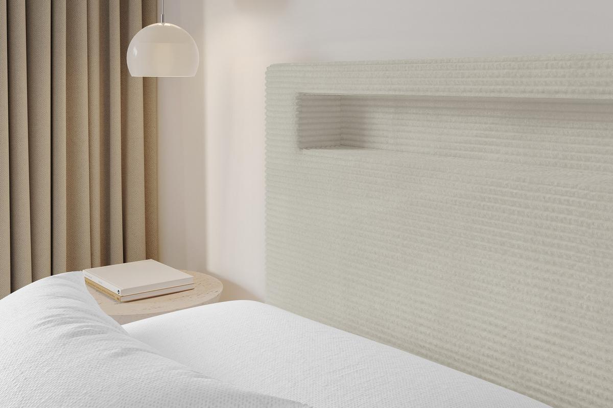 POLSTERBETT mit Bettkasten und Lattenrost, Boxbett ohne Matratze - GOLA 140x200 Creme - Creme, Holzwerkstoff/Textil (140/200cm) - ALTDECOR