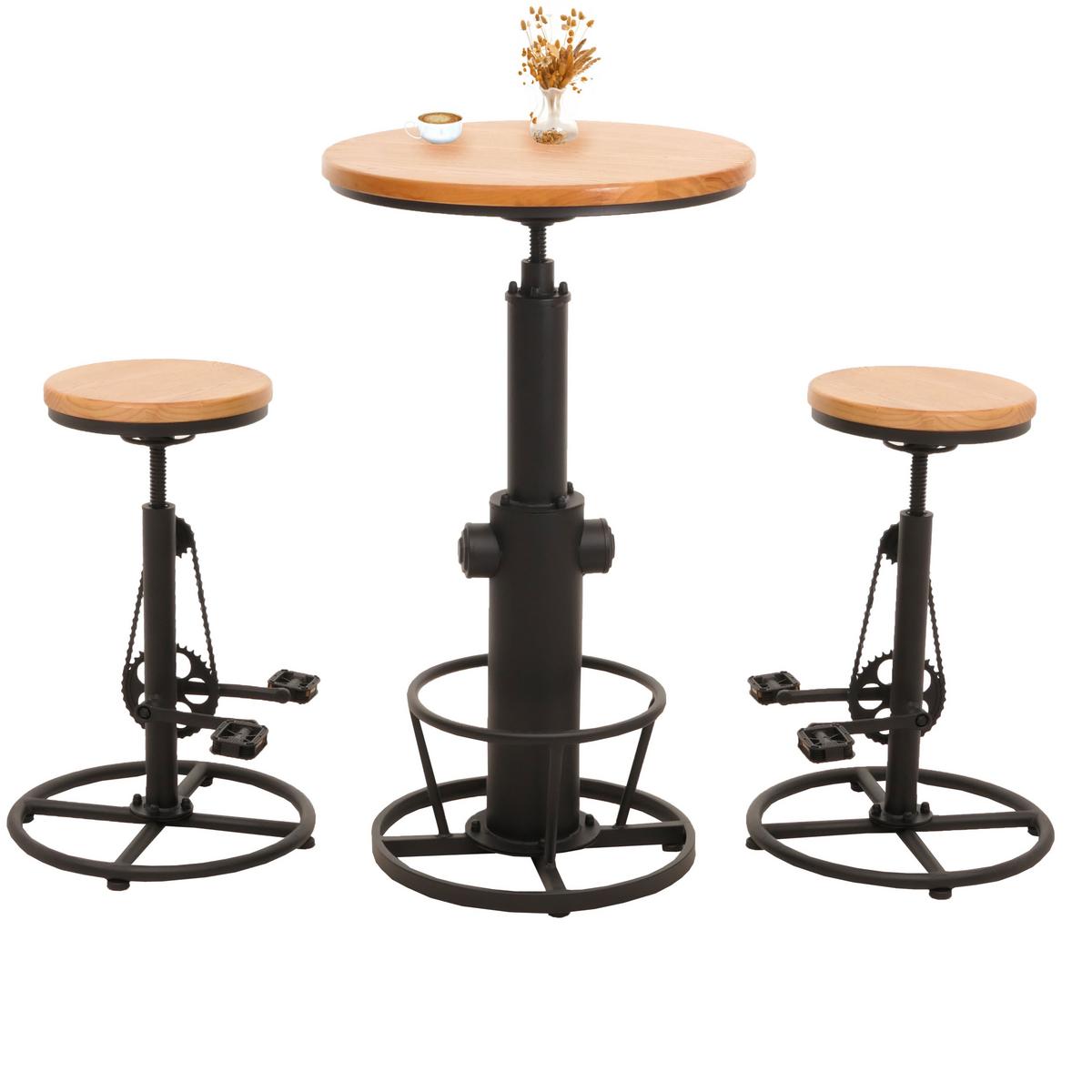 BARTISCH + BARHOCKER rund Beige 3er-Set - Beige, Holz (61/123/61cm) - MCW
