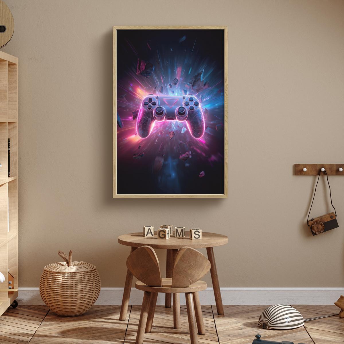 NACHTTISCHLAMPE MIT AKKU Controller - Neon - Explosion - Abstrakt 70x100 cm - Violett, Holzwerkstoff (8/70/100cm) - OnlyWow