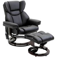 RELAXSESSEL Massagesessel mit Fußhocker Liegefunktion Schwarz 79 x 82 x 101 cm - Schwarz, Holz/Metall (82/101/79cm) - HOMCOM