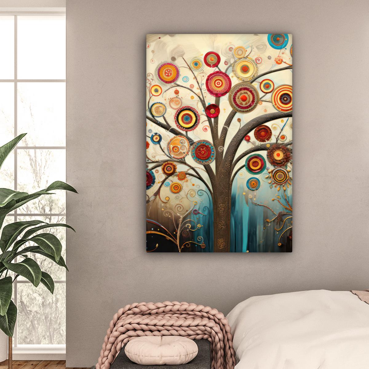LEINWANDBILD Baum - Baum des Lebens - Farbe Deko XXL 80x120 cm - Braun, Textil (80/120cm) - MuchoWow