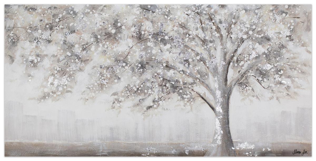 ACRYLBILD HANDGEMALT 120/60 cm - Weiß/Grau, Holz/Textil (120/60cm) - KUNSTLOFT