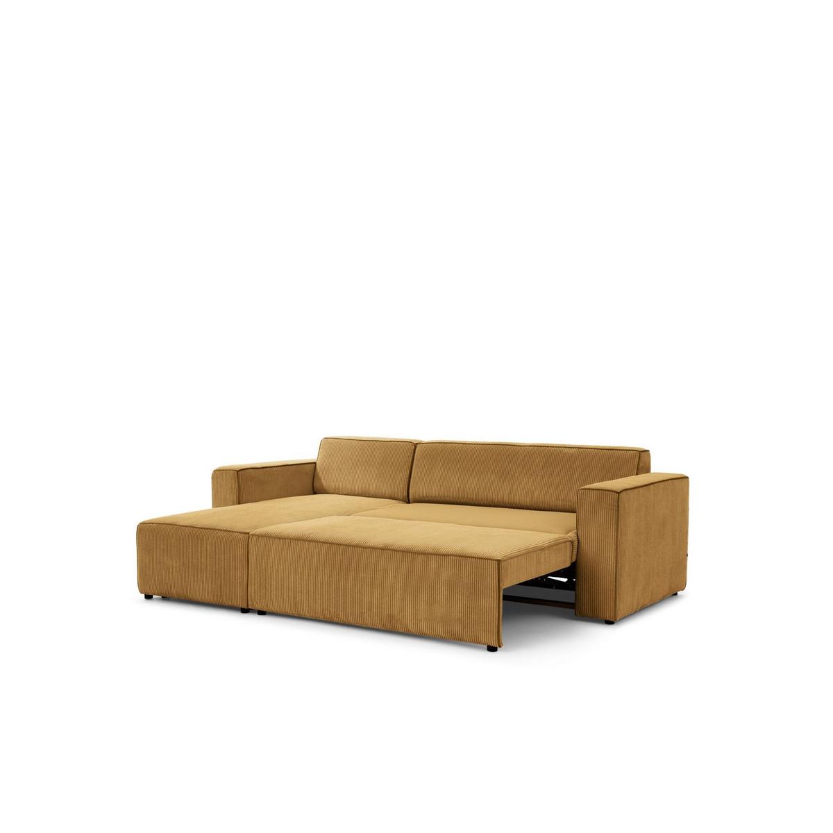 ECKSOFA Schlafsofa Waldo In Poso - Dunkelgelb, Holzwerkstoff/Textil (260/173cm) - Fun Möbel