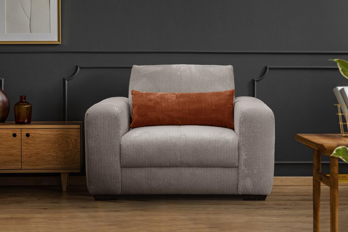 SESSEL OLI in Cordstoff taupe - Taupe, Holz/Textil (130/91/108cm) - Wozimo