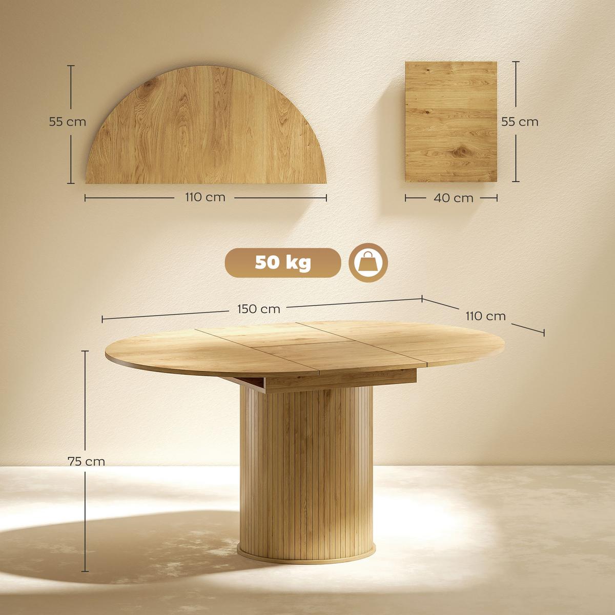 ESSTISCH Dylos 150/110/75 cm - Braun, Holz (150/110/75cm) - ZMH
