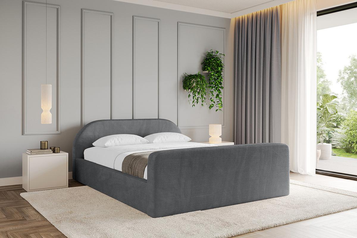 POLSTERBETT mit Bettkasten, Fußteil und Lattenrost, Boxbett mit Matratze H3/H4 - TIVON-Z-V1 180x200 Dunkelgrau - Anthrazit, Holzwerkstoff/Textil (180/200cm) - ALTDECOR