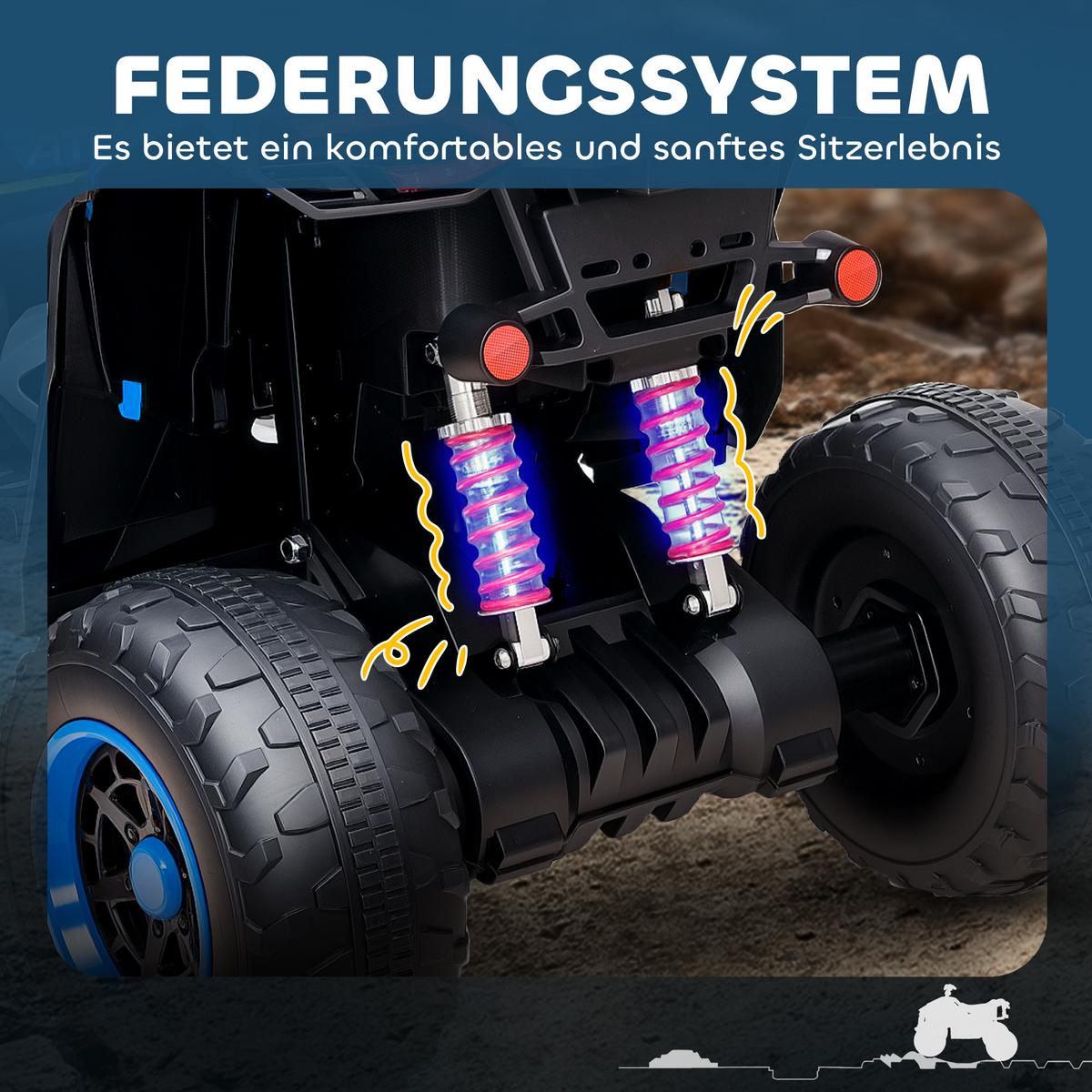ELEKTRO Quad für Kinder 12V Elektro Kinderquad mit 2 Motor, 3-6km/h, Blau - Blau, Kunststoff (109/69/75cm) - AIYAPLAY