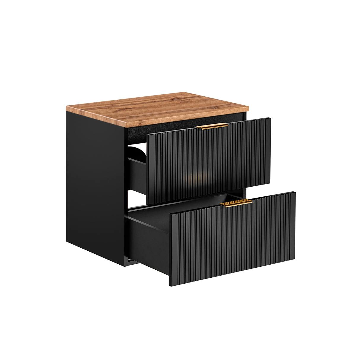 WASCHTISCHUNTERSCHRANK 60.6cm Adriel Schwarz und Holz - Schwarz, Holzwerkstoff (60.6/59/46cm) - Petits-meubles