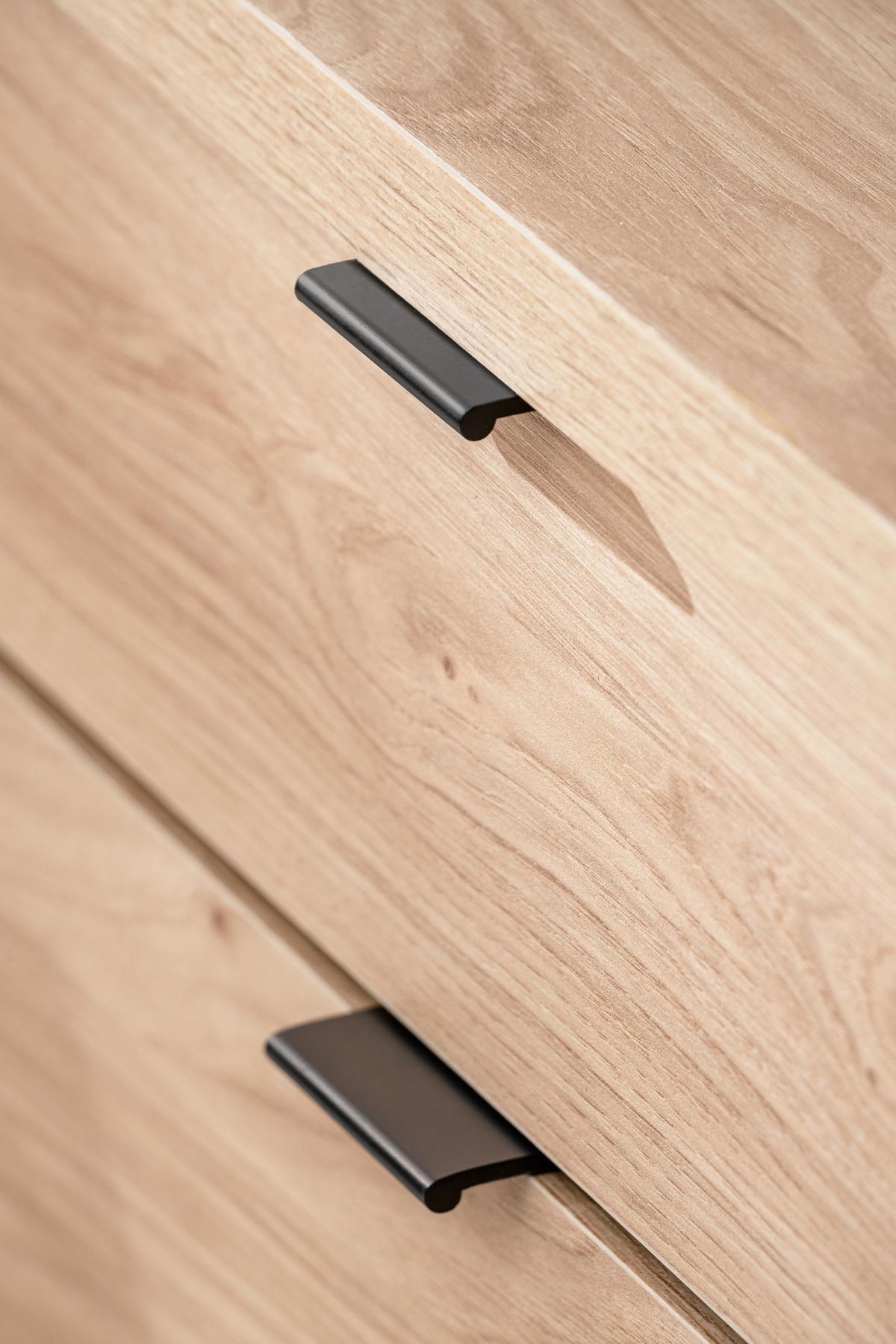 GARDEROBENSCHRANK Eiche, schwarz 60 cm, Flurschrank mit variabler Inneneinteilung - Eichefarben/Schwarz, Holzwerkstoff/Kunststoff (60/202/35cm) - Furn.Design