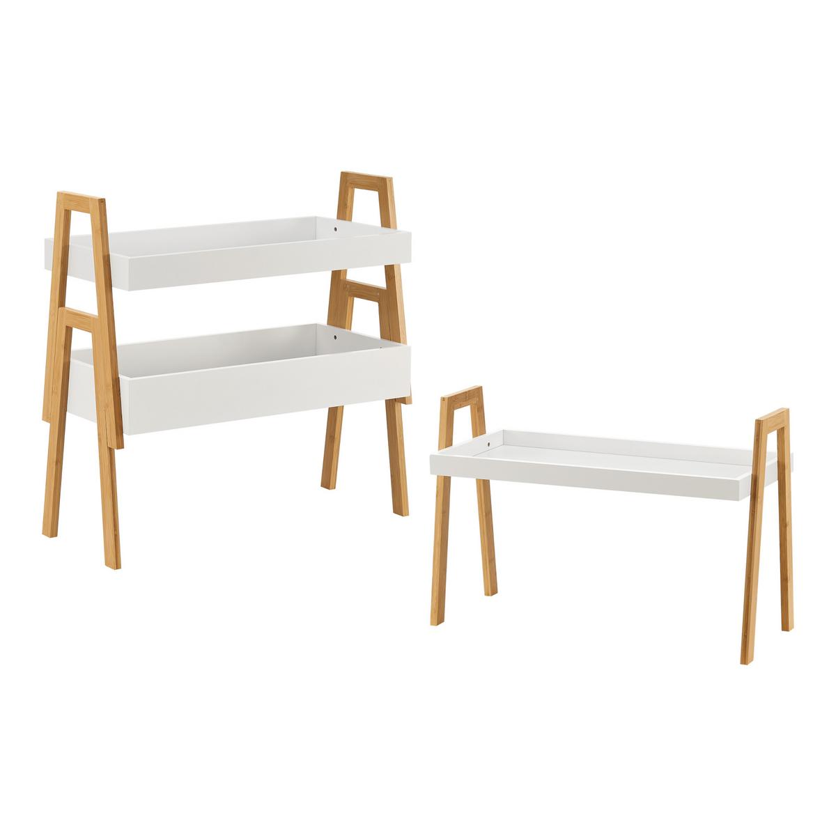 STAPELREGAL Hitra - Naturfarben/Weiß, Holz (65/85/30cm) - [en.casa]