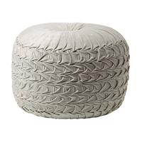 SAMT-POUF Grace grau, plissiert in Flechtoptik, 50/50/35 cm - Grau, Textil (50/35/50cm) - Homescapes