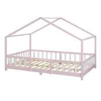 HAUSBETT Treviolo - Hellrosa/Weiß, Holz (120/200cm) - [en.casa]