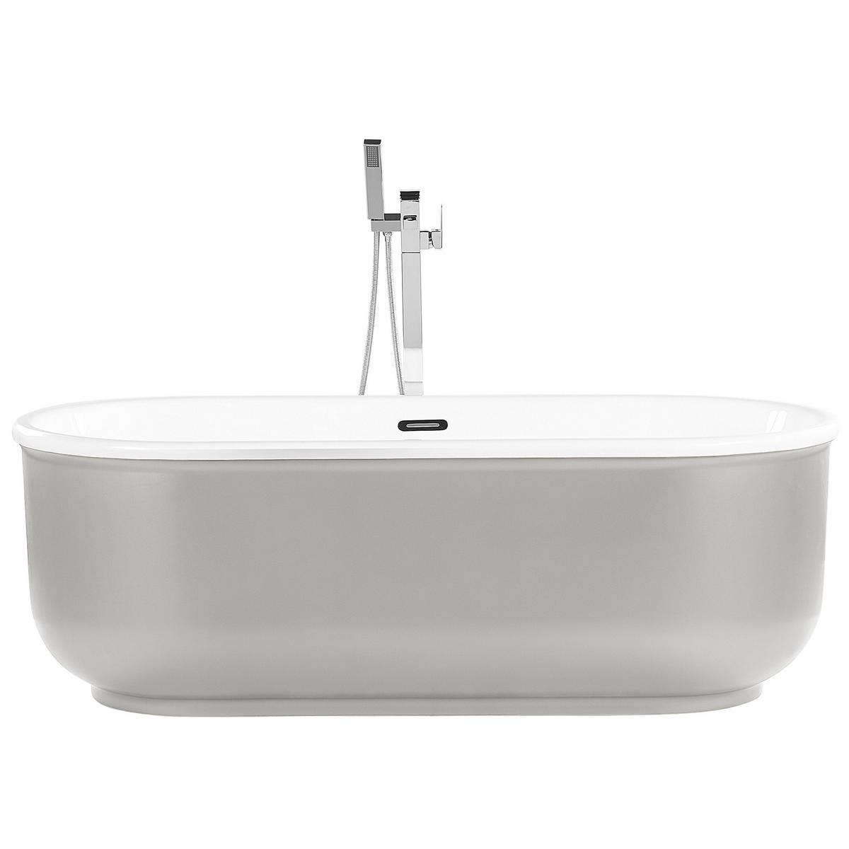 BADEWANNE FREISTEHEND 80x170x59 cm silber Pinel - Silberfarben, Kunststoff (80/59/170cm) - Beliani