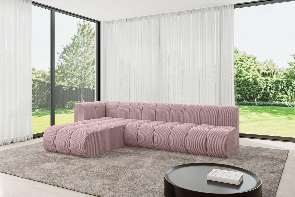 ECKSOFA modulares Sofa Darnel-L2 - 296x177x70 cm Rosa - Rosa, Holzwerkstoff/Textil (296/177cm) - ALTDECOR