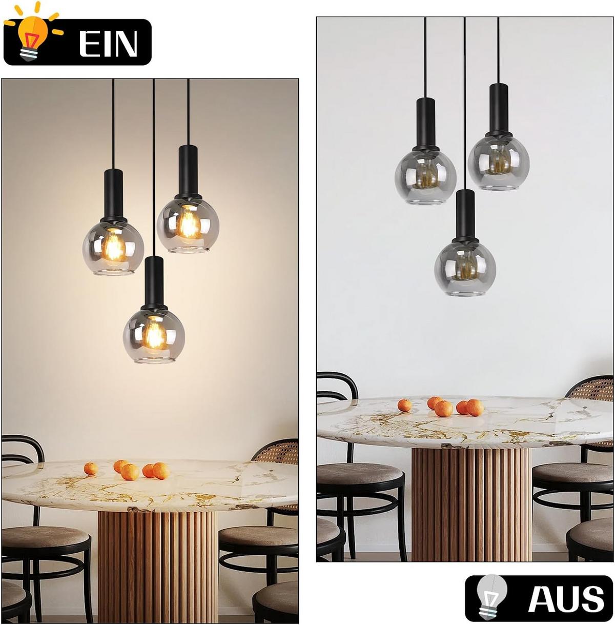 HÄNGELEUCHTE Vossq 22/13/145 cm - Schwarz, Glas/Metall (22/13/145cm) - ZMH