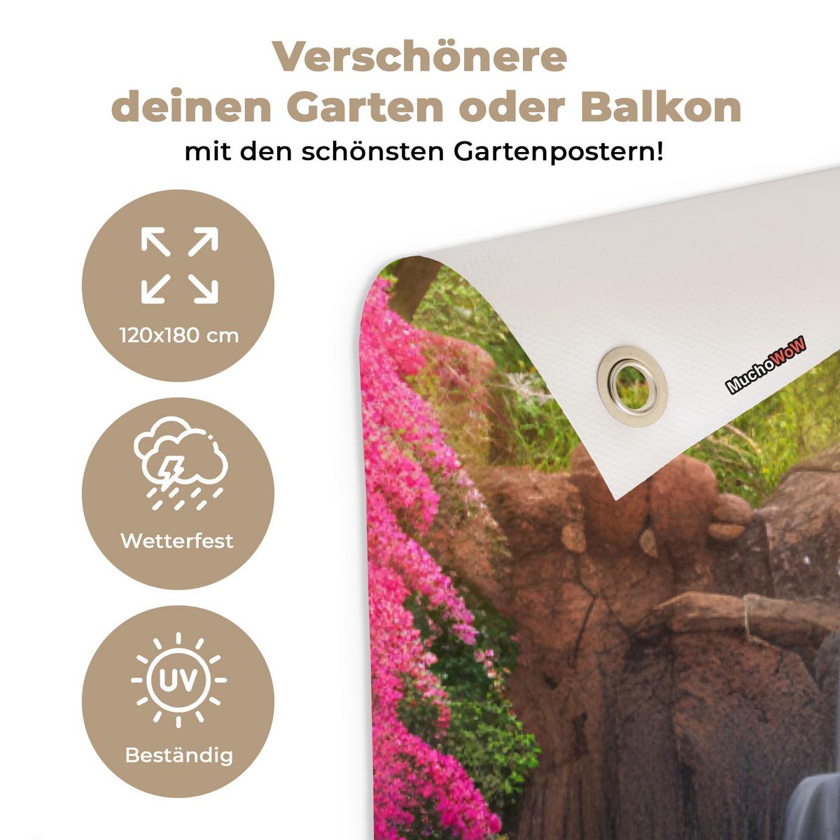 GARTENPOSTER Wasserfall - Natur - Pflanzen - Dschungel - Wasser Bild 120x180 cm - Grün, Kunststoff (120/180/0.2cm) - OnlyWow