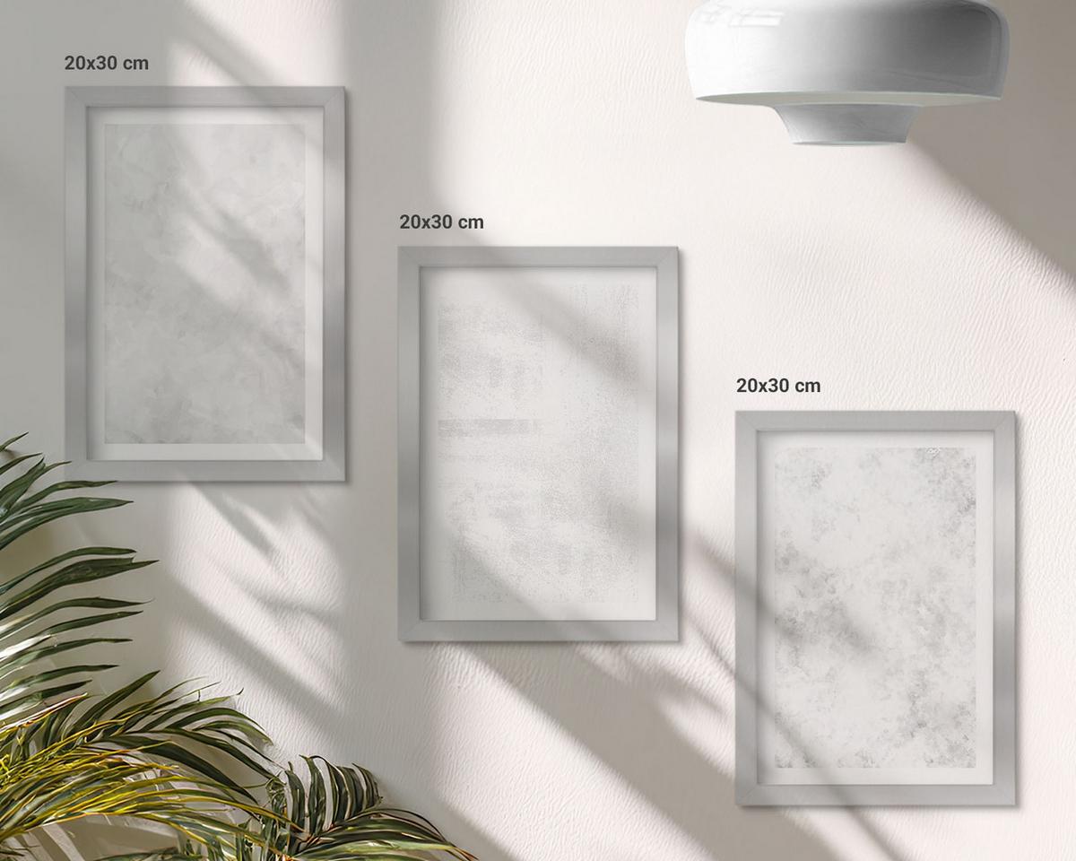 BILDER SET 3er Set - 20x30 cm Silberner Rahmen - Minimalistischer Hintergrund mit weißen Punkten - Silberfarben, Kunststoff (20/30cm) - TULUP