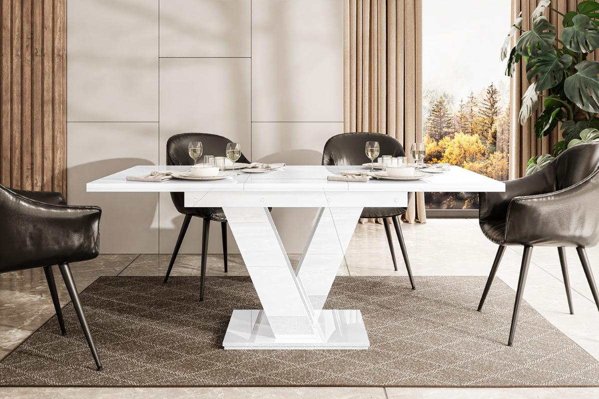 ESSTISCH ausziehbar 120 -160x80x75 cm - Hochglanz Weiß - ASIV - Weiß Hochglanz, Holzwerkstoff (120/80/75cm) - ALTDECOR