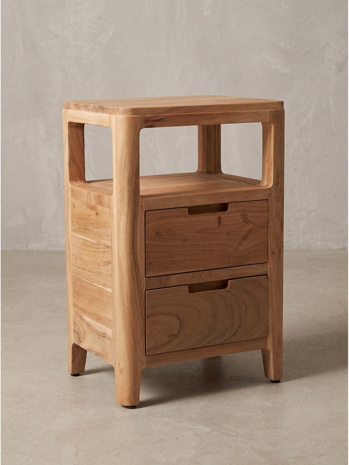 NACHTKONSOLE NALON, Akazie Massivholz, 40 x 30 x 60 cm - Braun/Akaziefarben, Akazienholz/Holz (40/60/30cm) - KADIMA DESIGN