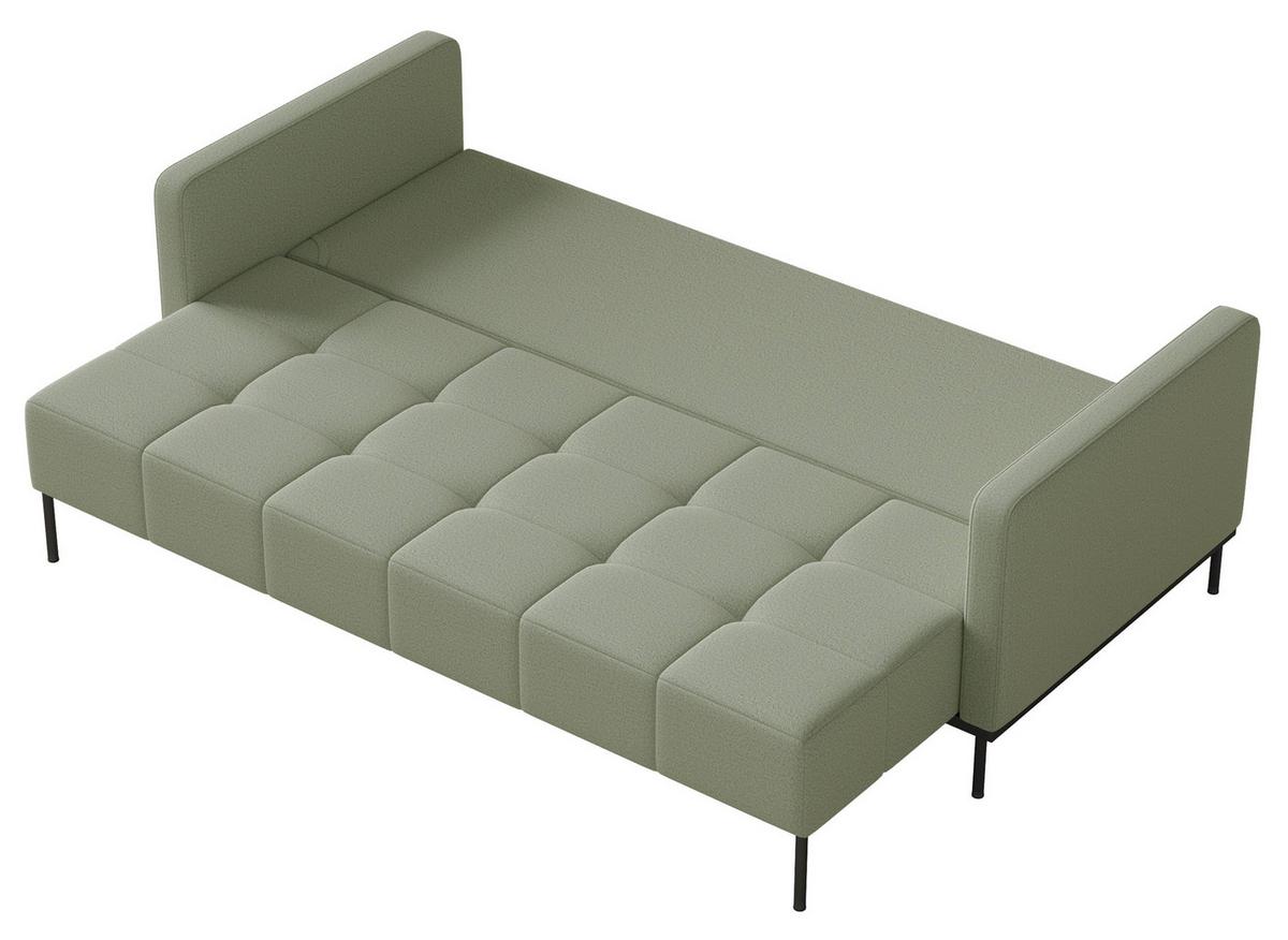 SCHLAFSOFA Skilia mit Schlaffunktion, 3-Sitzer 224 cm - Schwarz/Hellgrün, Textil/Metall (224/85/102cm) - Selsey