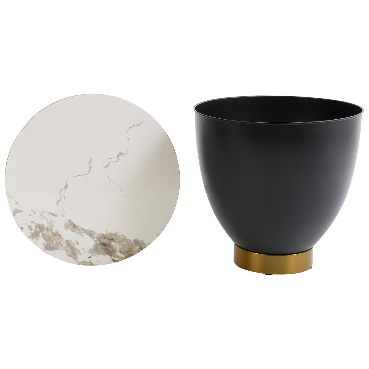 BEISTELLTISCH Schwarz/Gold/Weiß Nadine - Goldfarben/Schwarz, Stein (48/48/45cm) - Beliani