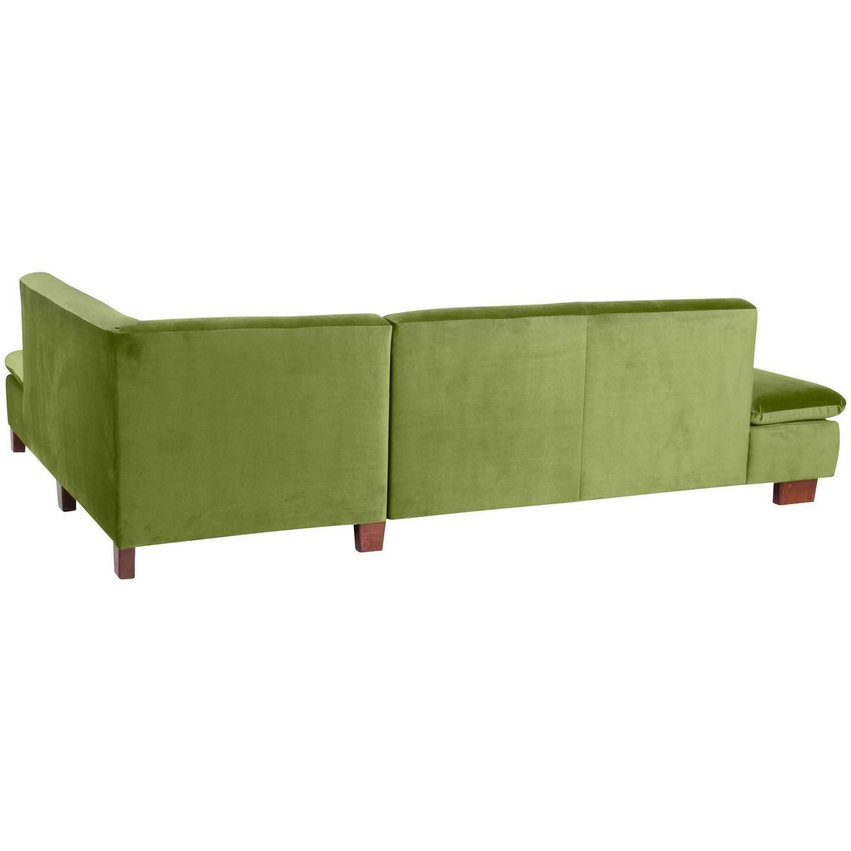 ECKSOFA mit Ottomane rechts Kaye Bezug Samtvelours Buche nussbaum dunkel / oliv - Grün, Kunststoff (270/190cm) - 58aufmkessel