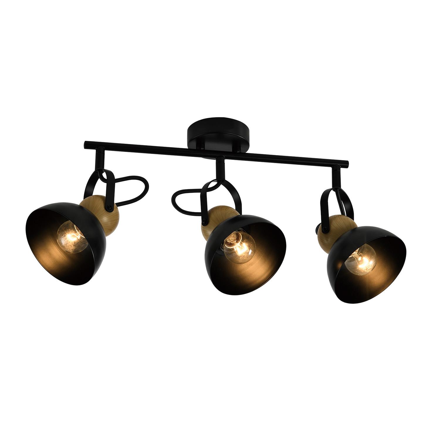 DECKENSTRAHLER Fox 3-flammig 46/21/15 cm - Schwarz, Metall (46/21/15cm) - Nettlife